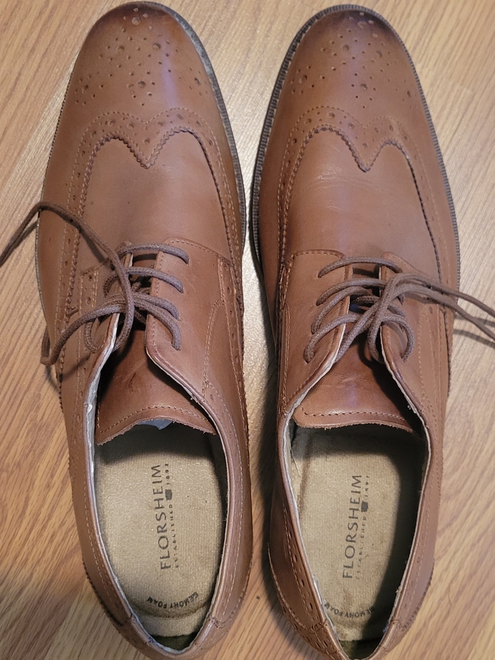 Florsheim Men's Brown Leather Wingtip Oxford Shoes Style 11737-257 Size 10 1/2